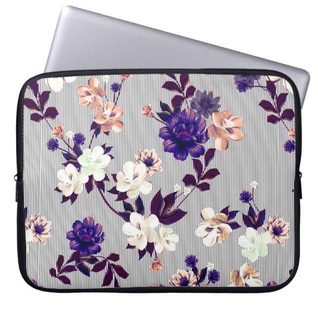 Muster mit Frühlingsblumen Muster mit Feder fl Laptopschutzhülle (Vorderseite)