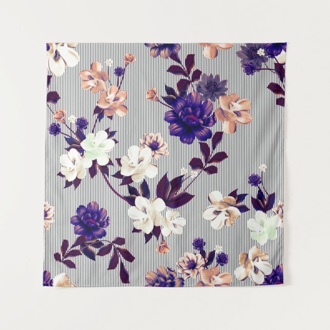 Muster mit Frühlingsblumen Muster mit Feder fl Wandteppich (Vorderseite)