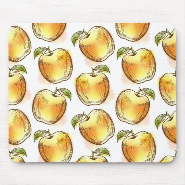 Muster mit gelbem Apfel Mousepad (Vorne)