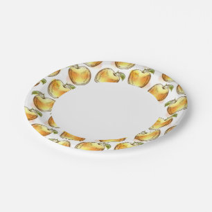 Muster mit gelbem Apfel Pappteller