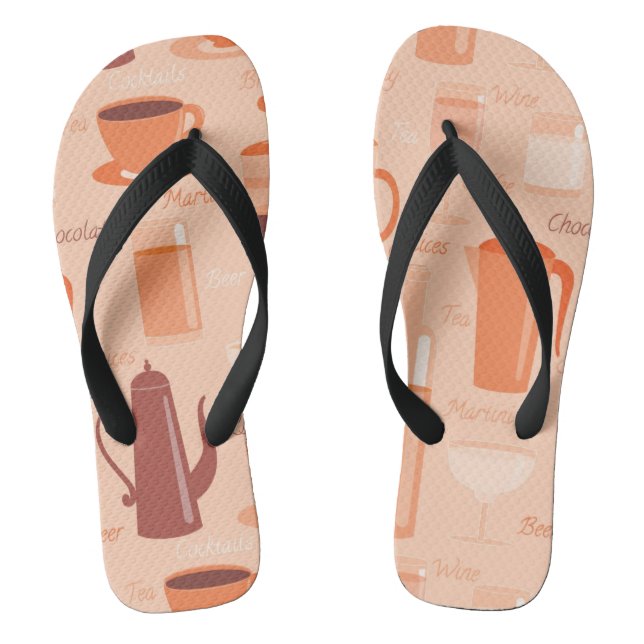 Muster mit Getränken und Text Flip Flops (Fußbett)