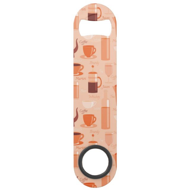 Muster mit Getränken und Text Speed Flaschenöffner (Vorderseite)