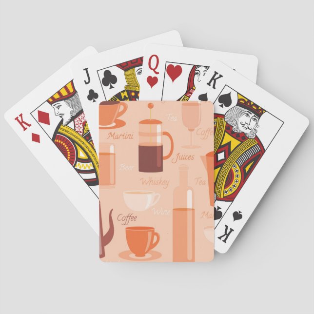Muster mit Getränken und Text Spielkarten (Rückseite)