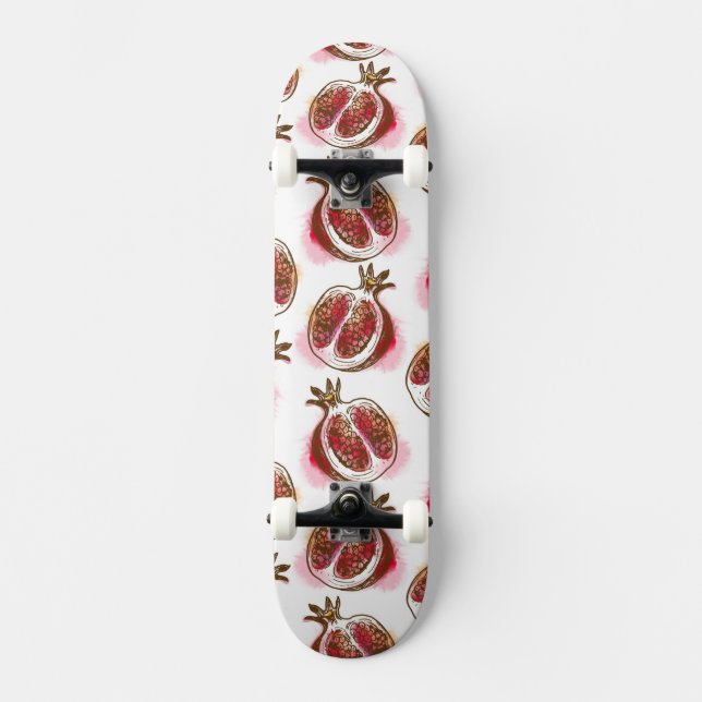 Muster mit Granatapfel Skateboard (Vorderseite)