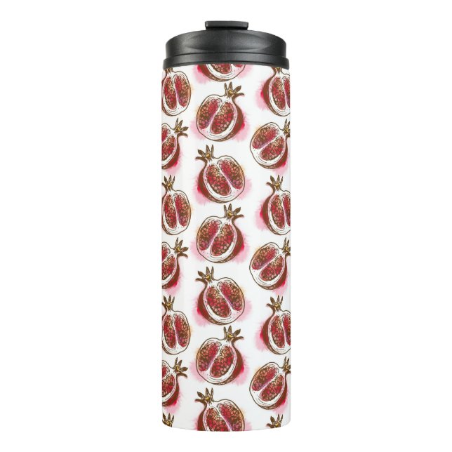 Muster mit Granatapfel Thermosbecher (Vorderseite)