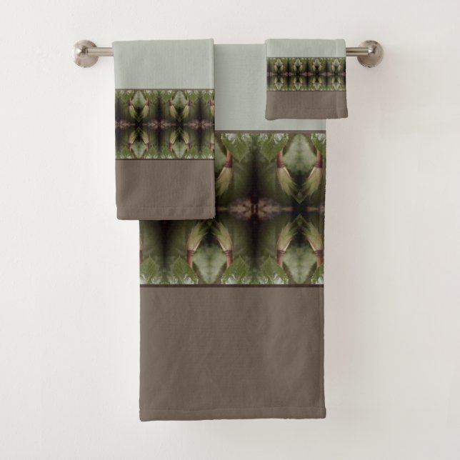 Muster mit grün und braun badhandtuch set (Insitu)