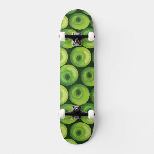 Muster mit grünen Äpfeln Skateboard (Vorderseite)