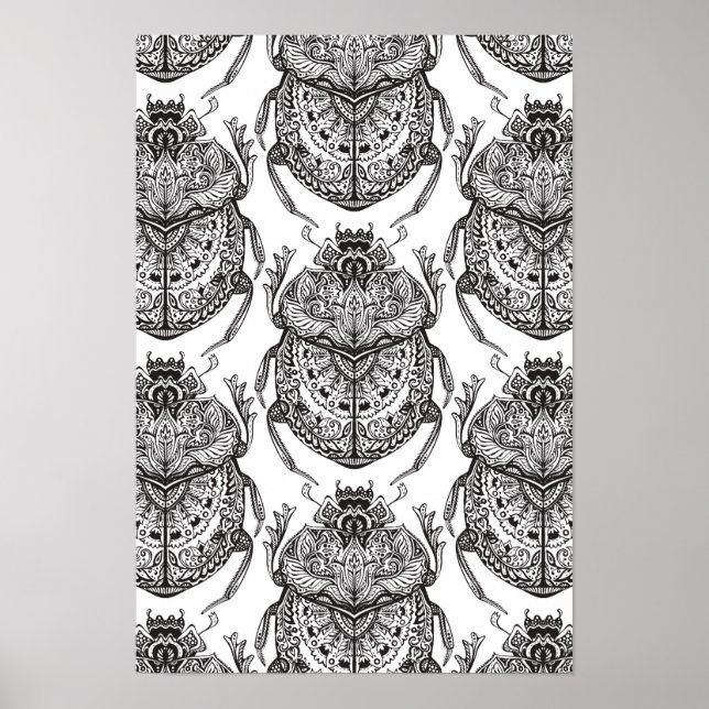 Muster mit Handdoodle 2 Poster (Vorne)