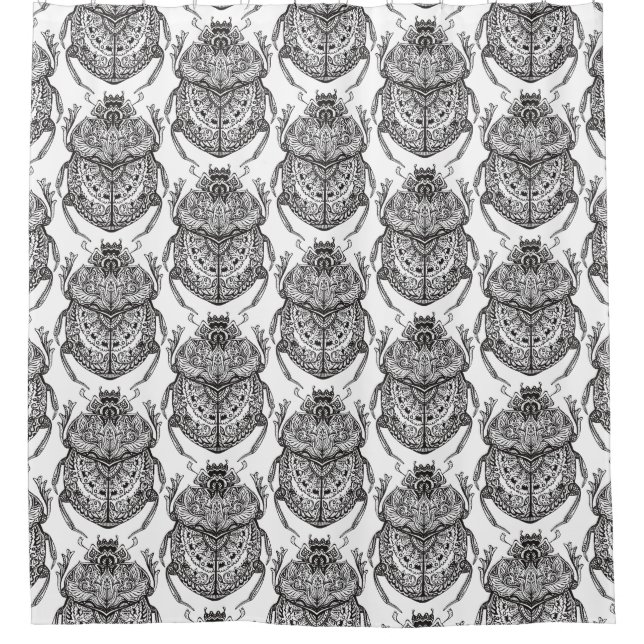 Muster mit Handgekritzel Duschvorhang (Vorderseite)