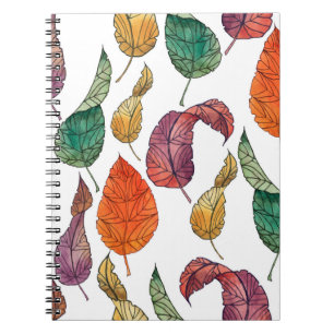 Muster mit Herbstblättern auf weißem Hintergrund, Notizblock