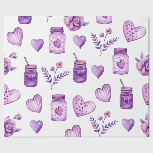 Muster mit Herzen für Valentinstag Geschenkpapier (Saum)