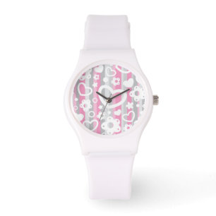 Muster mit Herzen und Blumen Armbanduhr