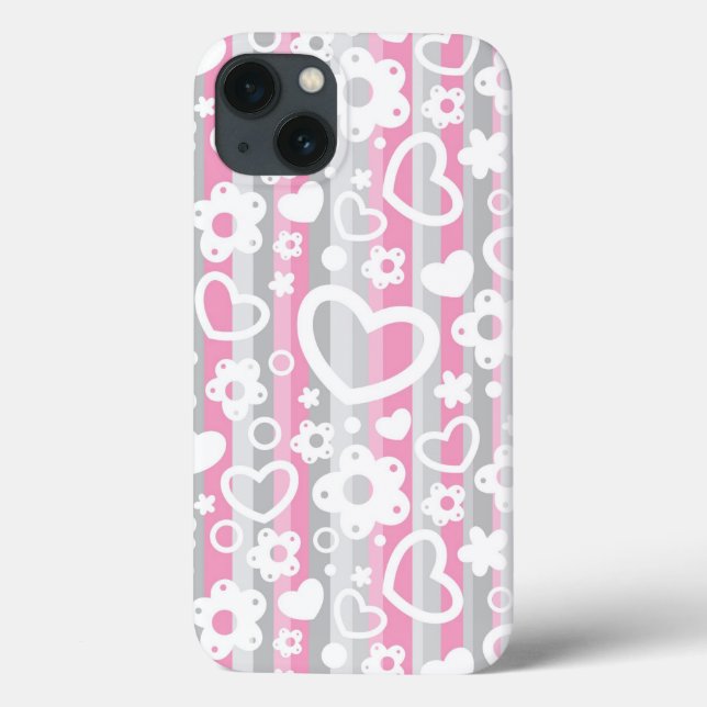 Muster mit Herzen und Blumen Case-Mate iPhone Hülle (Rückseite)