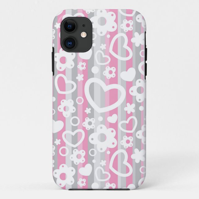Muster mit Herzen und Blumen Case-Mate iPhone Hülle (Rückseite)
