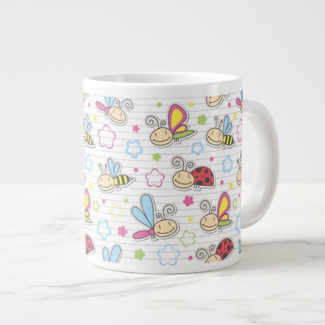 Muster mit Insekten Jumbo-Tasse (Vorderseite Rechts)