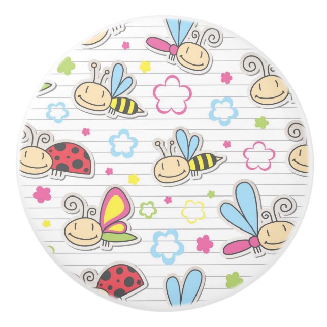 Muster mit Insekten Keramikknauf (Vorderseite)