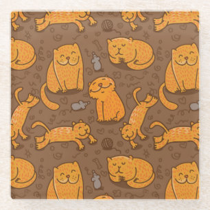 Muster mit Katzen Glasuntersetzer