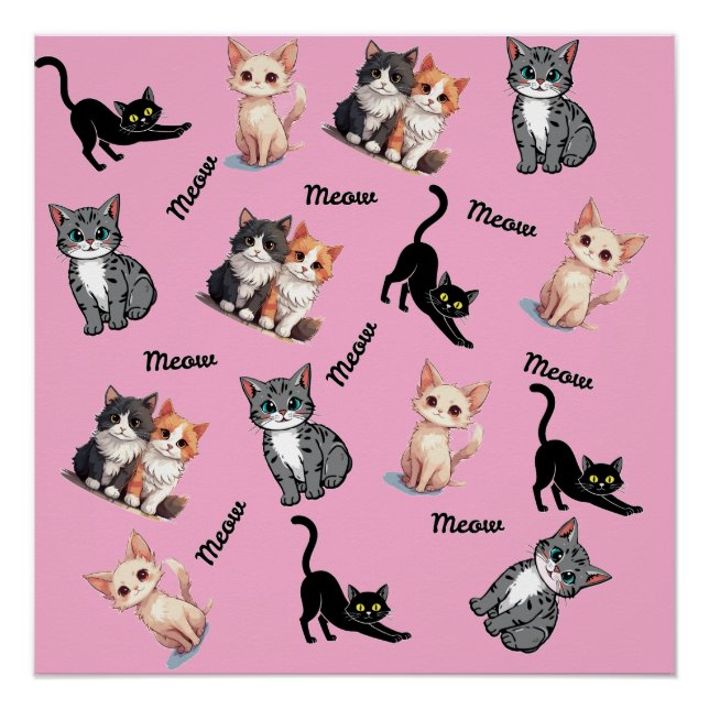 Muster mit Katzenmiauen Poster (Vorderseite)