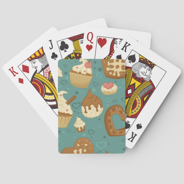 Muster mit kleinen Kuchen und Süßigkeiten Spielkarten (Rückseite)