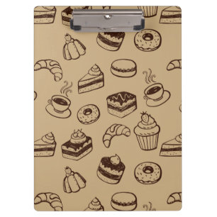 Muster mit Kuchen, Nachtischen und Bäckerei Klemmbrett