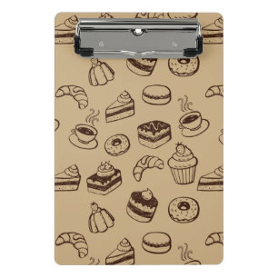 Muster mit Kuchen, Nachtischen und Bäckerei Mini Klemmbrett