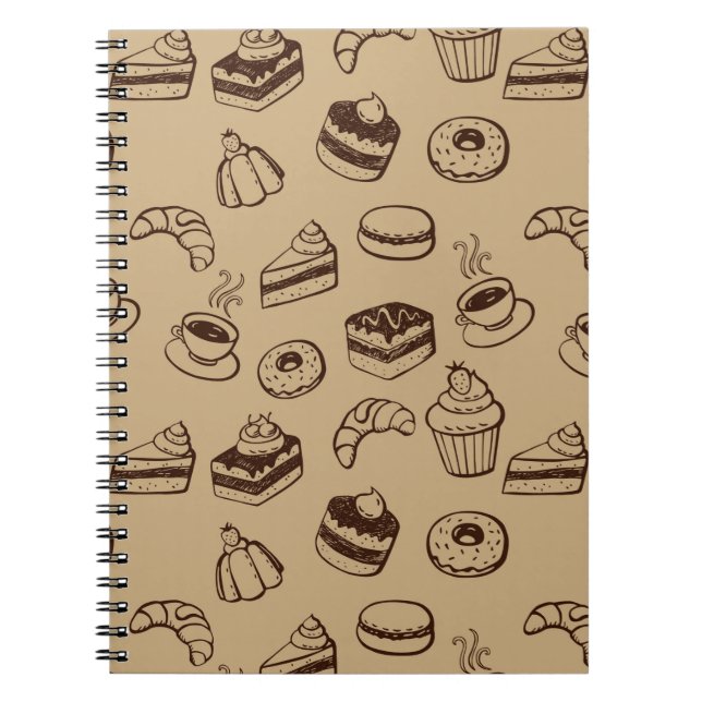 Muster mit Kuchen, Nachtischen und Bäckerei Notizblock (Vorderseite)