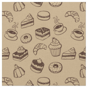 Muster mit Kuchen, Nachtischen und Bäckerei Stoff
