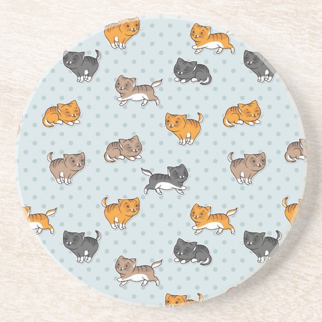 Muster mit lustigen Katzen Getränkeuntersetzer (Vorne)