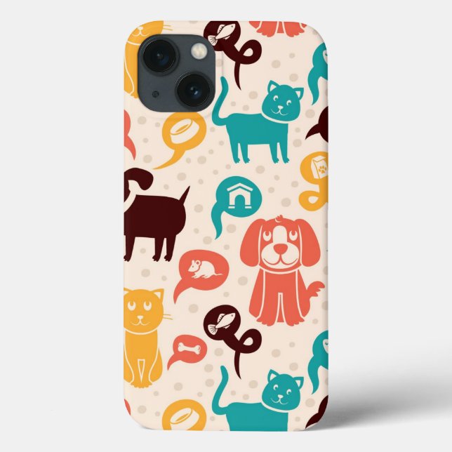 Muster mit lustigen Katzen und Hunden Case-Mate iPhone Hülle (Rückseite)