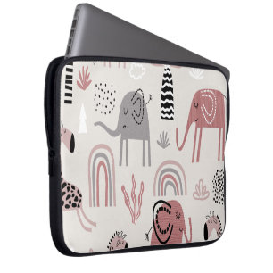 Muster mit niedlichen Elefanten und Giraffen Laptopschutzhülle