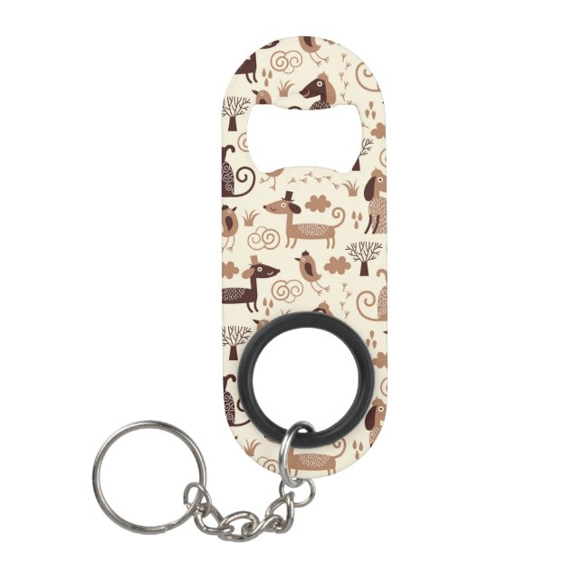 Muster mit niedlichen Hunden Schlüsselanhängerflaschenöffner (Vorderseite)