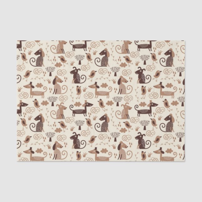 Muster mit niedlichen Hunden Seidenpapier (Vorderseite)
