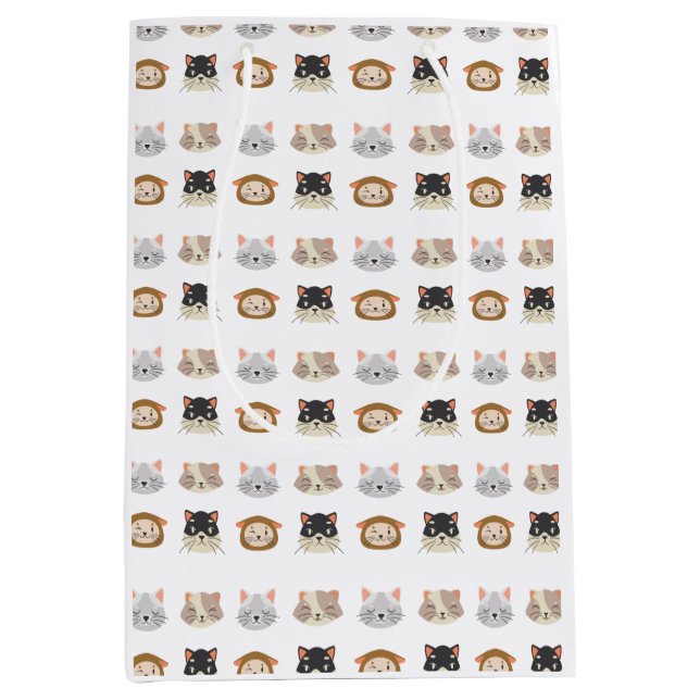 Muster mit Niedlichen Katzenköpfen Mittlere Gesche Mittlere Geschenktüte (Vorderseite)