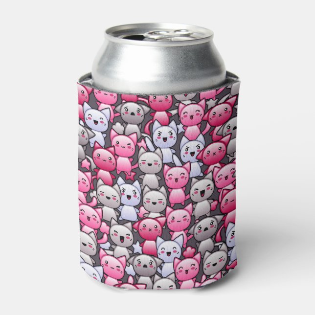 Muster mit niedlichen Kawaii-Doodle-Katzen 2 Dosenkühler (Kanne Vorderseite)