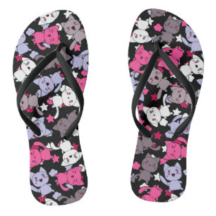 Muster mit niedlichen Kawaii-Doodle-Katzen 3 Flip Flops