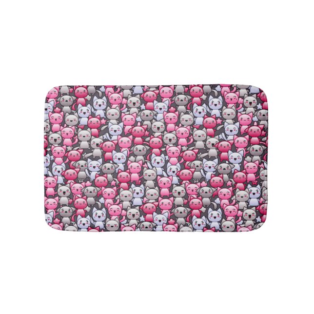 Muster mit niedlichen kawaii Gekritzelkatzen 2 Badematte (Vorderseite)