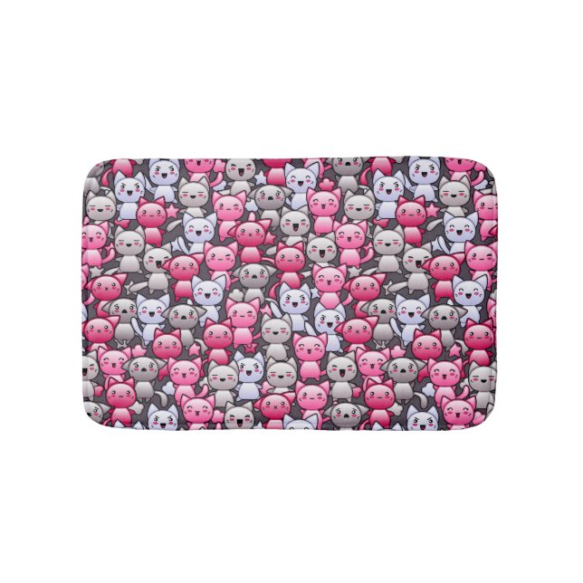 Muster mit niedlichen kawaii Gekritzelkatzen 2 Badematte (Vorderseite)