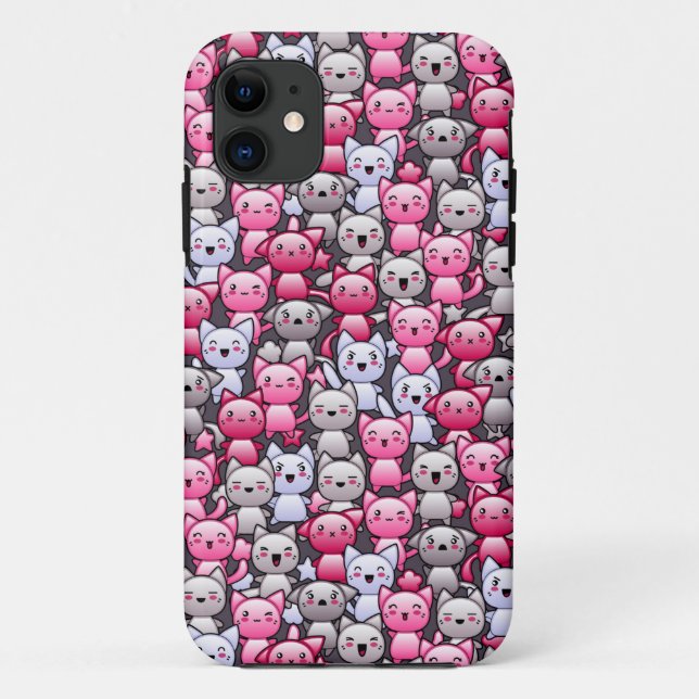 Muster mit niedlichen kawaii Gekritzelkatzen 2 Case-Mate iPhone Hülle (Rückseite)