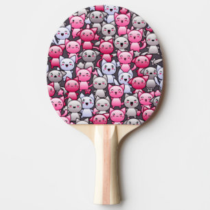Muster mit niedlichen kawaii Gekritzelkatzen 2 Tischtennis Schläger