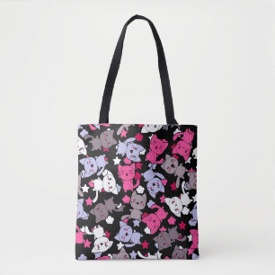 Muster mit niedlichen kawaii Gekritzelkatzen 3 Tasche
