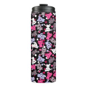 Muster mit niedlichen kawaii Gekritzelkatzen 3 Thermosbecher