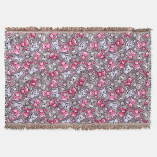 Muster mit niedlichen kawaii Gekritzelkatzen Decke