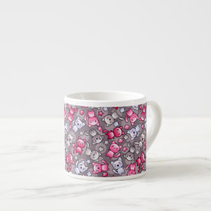 Muster mit niedlichen kawaii Gekritzelkatzen Espressotasse