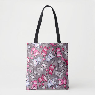 Muster mit niedlichen kawaii Gekritzelkatzen Tasche