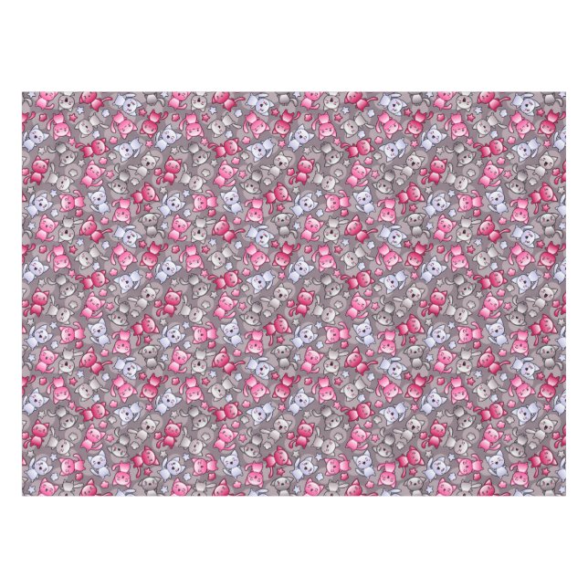 Muster mit niedlichen kawaii Gekritzelkatzen Tischdecke (Vorderseite (Horizontal))
