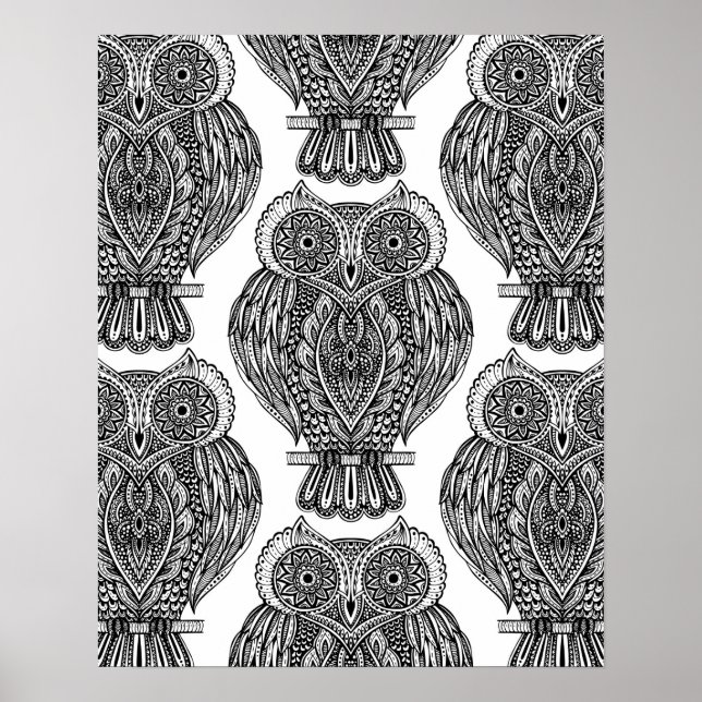 Muster mit Owls Doodle 2 Poster (Vorne)