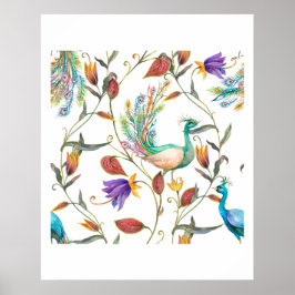 Muster mit Pfau und Blumen l Poster