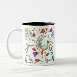 Muster mit Pfau und Blumen Pfau Zweifarbige Tasse
