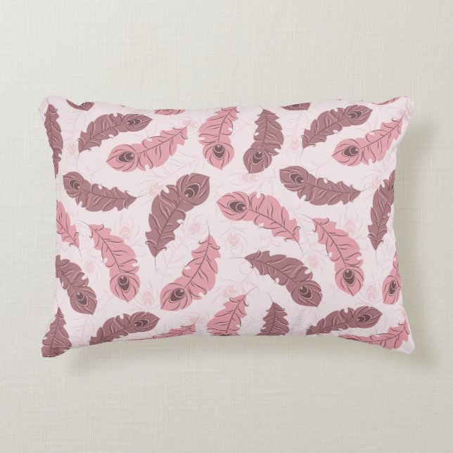 Muster mit Pfaufedern Dekokissen (Vorderseite)