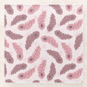 Muster mit Pfaufedern Glasuntersetzer